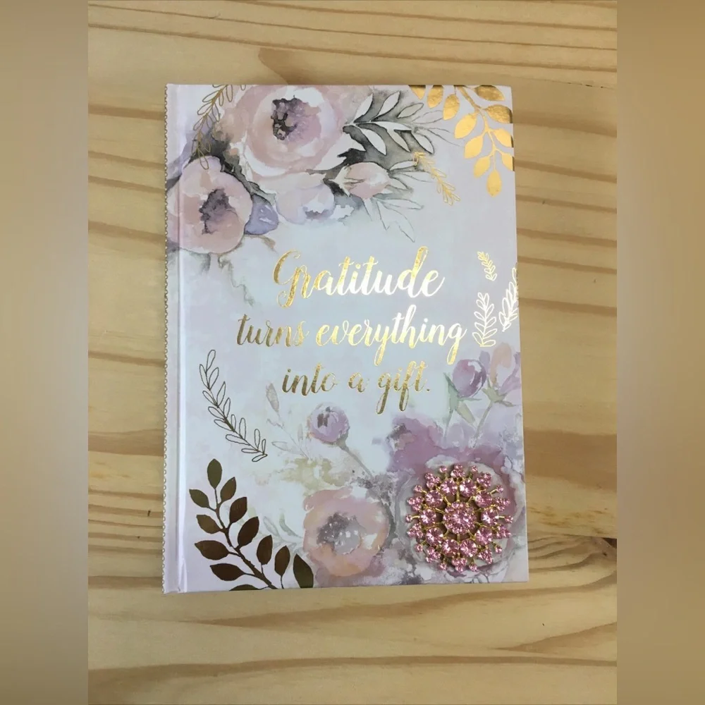 Pooch & Sweetheart Gold Foil Brooch Embellished Hardcover Journal, Gratitude